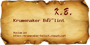 Krumenaker Bálint névjegykártya